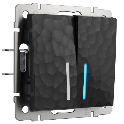 Выключатель двухклавишный проходной с подсветкой (черный) W1222108 Werkel Выключатель двухклавишный проходной с подсветкой (черный) W1222108 Werkel