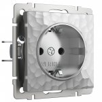 Розетка с заземлением и шторками (серебряный) W1271106 Werkel