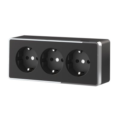 

Розетка тройная с заземлением и шторками Gallant (черный/хром) W5073135 Werkel, W5073135