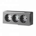 Розетка тройная с заземлением и шторками Gallant (графит рифленый) Werkel W5073104