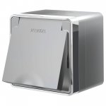 Розетка влагозащ. с зазем. с защит. крышкой и шторками Gallant (серебряный) W5071206 Werkel