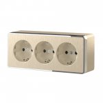 Розетка тройная с заземлением и шторками Gallant (шампань рифленый) WL15-02-05 Werkel