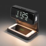 Светодиодная настольная лампа с беспроводной зарядкой и будильником 80506/1 черный Eurosvet