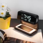 Светодиодная настольная лампа с беспроводной зарядкой и будильником 80506/1 черный Eurosvet