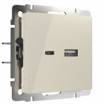 Розетка USB тип A+С (слоновая кость) W1171803 Werkel