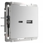 Розетка USB тип A+С (серебряный) W1171806 Werkel