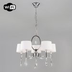 Подвесная люстра с управлением по Wi-Fi Eurosvet Madera 10127/5 хром/прозрачный хрусталь Strotskis Smart (10093/5)