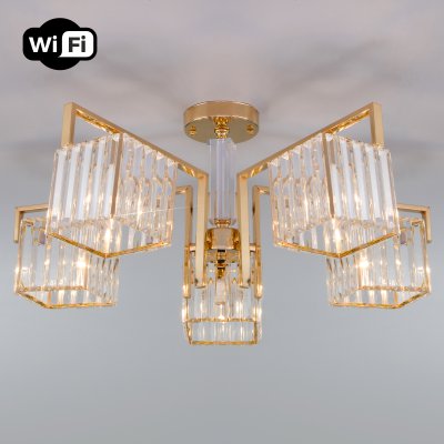 

Потолочная люстра с управлением по Wi-Fi Eurosvet April 10126/5 золото/прозрачный хрусталь Strotskis Smart (10117/5), 10126/5 золото/прозрачный хрусталь Strotskis Smart (10117/5)