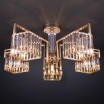 Потолочная люстра с управлением по Wi-Fi Eurosvet April 10126/5 золото/прозрачный хрусталь Strotskis Smart (10117/5)