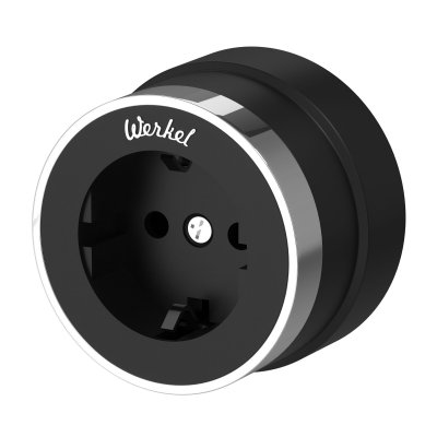 Розетка с заземлением Vintage (черный матовый/хром) Werkel W5871051