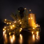 Гирлянда нить "Роса" теплый белый на батарейках 3 м IP20 400-006 Eurosvet