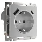 Розетка с быстрой зарядкой USB Type A+С серебряный рифленый W1171709 Werkel