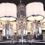 Люстра Eurosvet 10099/8 хром/прозрачный хрусталь Strotskis (новый абажур) Zaffiro