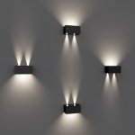 Уличный настенный светодиодный светильник WINNER DOUBLE LED IP54 35137/W черный Elektrostandard