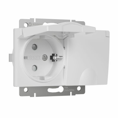 Розетка двойная влагозащ. с зазем. с защит. крышками и шторками (белый) Werkel W1172201 Розетка двойная влагозащ. с зазем. с защит. крышками и шторками (белый) Werkel W1172201