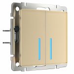 Сенсорный выключатель двухклавишный с подсветкой 1000 Вт (шампань) Werkel W4520011