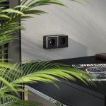 Розетка с заземлением, шторками и USB тип A+C Gallant (чёрный хром) W5071735 Werkel