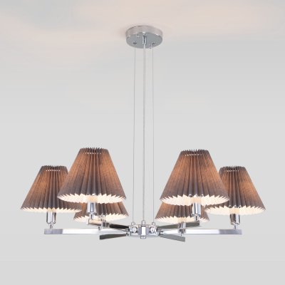 Подвесная люстра с декоративными абажурами 60136/6 хром/графит Eurosvet Peony Подвесная люстра с декоративными абажурами 60136/6 хром/графит Eurosvet Peony