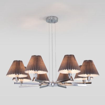 Подвесная люстра с декоративными абажурами 60136/8 хром/графит Eurosvet Peony Подвесная люстра с декоративными абажурами 60136/8 хром/графит Eurosvet Peony