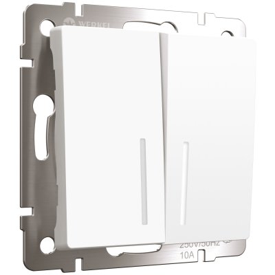 Выключатель двухклавишный с подсветкой (белый матовый) Werkel W1120161