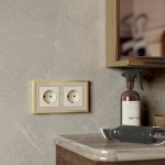 Рамка на 2 поста Baguette (айвори/латунь) Werkel W0022851