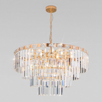 Подвесная люстра Eurosvet 10130/10 золото/прозрачный хрусталь Strotskis Elegante