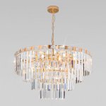Подвесная люстра Eurosvet 10130/10 золото/прозрачный хрусталь Strotskis Elegante