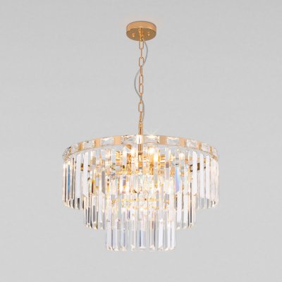 Подвесная люстра Eurosvet 10130/8 золото/прозрачный хрусталь Strotskis Elegante
