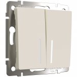 Выключатель двухклавишный проходной с подсветкой (айвори матовый) Werkel W1122162
