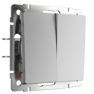 Выключатель двухклавишный с самовозвратом (серебряный) Werkel W1122406 Выключатель двухклавишный с самовозвратом (серебряный) Werkel W1122406