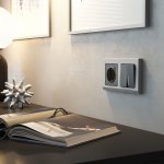 Выключатель двухклавишный проходной с подсветкой (графит матовый) W1122164 Werkel