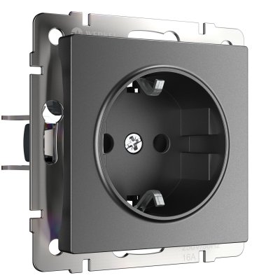 Розетка с заземлением и шторками (графит матовый) W1171164 Werkel