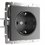 Розетка с заземлением и шторками (графит матовый) W1171164 Werkel