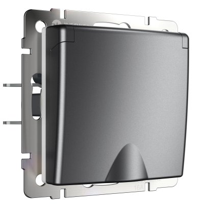 Розетка влагозащ. с зазем. с защит. крышкой и шторками (графит матовый) W1171264 Werkel