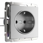 Розетка с заземлением (серебряный матовый) W1171065 Werkel