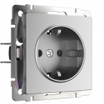 Розетка с заземлением и шторками (серебряный матовый) W1171165 Werkel
