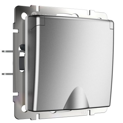 Розетка влагозащ. с зазем. с защит. крышкой и шторками (серебряный матовый) W1171265 Werkel