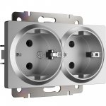 Розетка двойная с заземлением (серебряный матовый) W1172065 Werkel