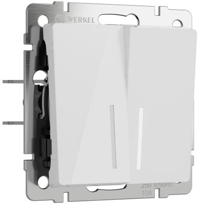 Выключатель двухклавишный с подсветкой (белый акрил) Werkel W1120141