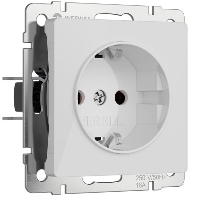 Розетка с заземлением (белый акрил) Werkel W1171041