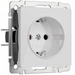 Розетка с заземлением и шторками (белый акрил) Werkel W1171141