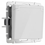 Розетка влагозащ. с зазем. с защит. крышкой и шторками (белый акрил) Werkel W1171241