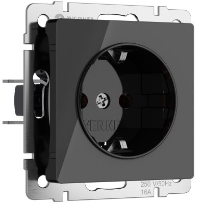 Розетка с заземлением (черный акрил) Werkel W1171048