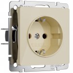 Розетка с заземлением и шторками (айвори акрил) Werkel W1171143