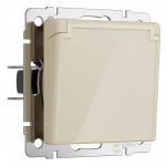 Розетка влагозащ. с зазем. с защит. крышкой и шторками (айвори акрил) Werkel W1171243