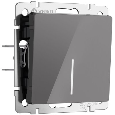 Выключатель одноклавишный проходной с подсветкой (графит акрил) Werkel W1112144 Выключатель одноклавишный проходной с подсветкой (графит акрил) Werkel W1112144