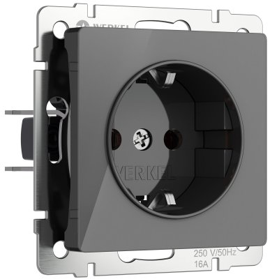 Розетка с заземлением и шторками (графит акрил) Werkel W1171144 Розетка с заземлением и шторками (графит акрил) Werkel W1171144