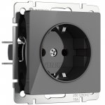 Розетка с заземлением и шторками (графит акрил) Werkel W1171144