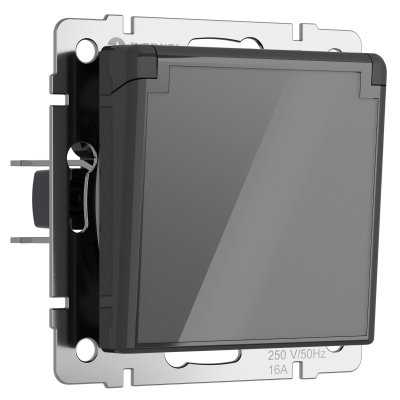 Розетка влагозащ. с зазем. с защит. крышкой и шторками (графит акрил) Werkel W1171244 Розетка влагозащ. с зазем. с защит. крышкой и шторками (графит акрил) Werkel W1171244