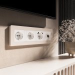 Рамка на 4 поста Split (айвори/белый, soft-touch) Werkel W0043066